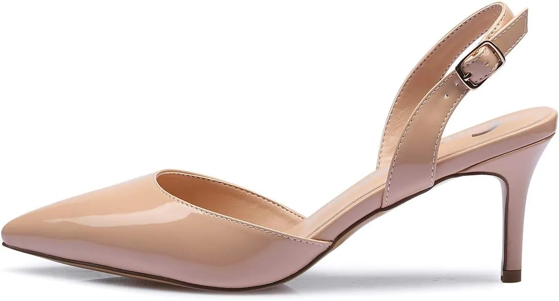 Castamere Pointed Toe Slingback Pumps Womens Mid Kitten Heel Closed Toe Low Heel Sandals 6 CM Heeled