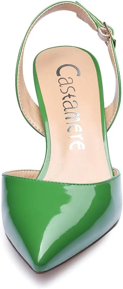 Castamere Pointed Toe Slingback Pumps Womens Mid Kitten Heel Closed Toe Low Heel Sandals 6 CM Heeled