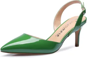Castamere Pointed Toe Slingback Pumps Womens Mid Kitten Heel Closed Toe Low Heel Sandals 6 CM Heeled