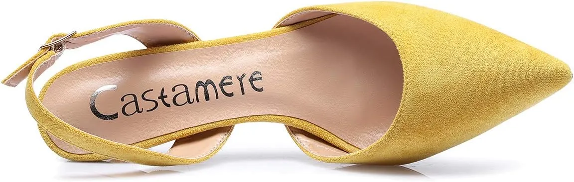 Castamere Pointed Toe Slingback Pumps Womens Mid Kitten Heel Closed Toe Low Heel Sandals 6 CM Heeled