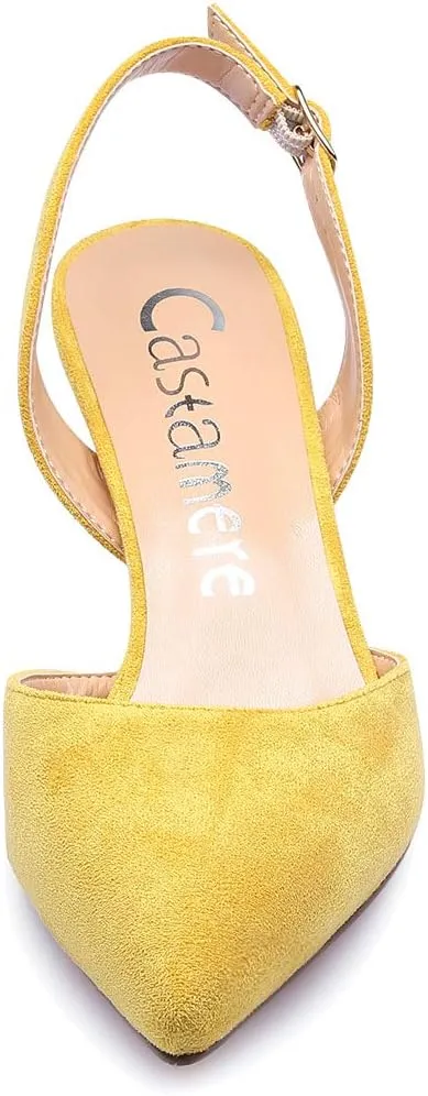 Castamere Pointed Toe Slingback Pumps Womens Mid Kitten Heel Closed Toe Low Heel Sandals 6 CM Heeled