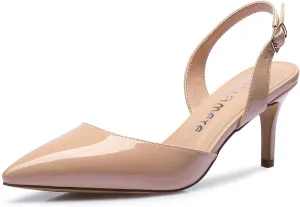 Castamere Pointed Toe Slingback Pumps Womens Mid Kitten Heel Closed Toe Low Heel Sandals 6 CM Heeled