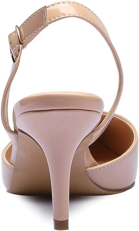 Castamere Pointed Toe Slingback Pumps Womens Mid Kitten Heel Closed Toe Low Heel Sandals 6 CM Heeled