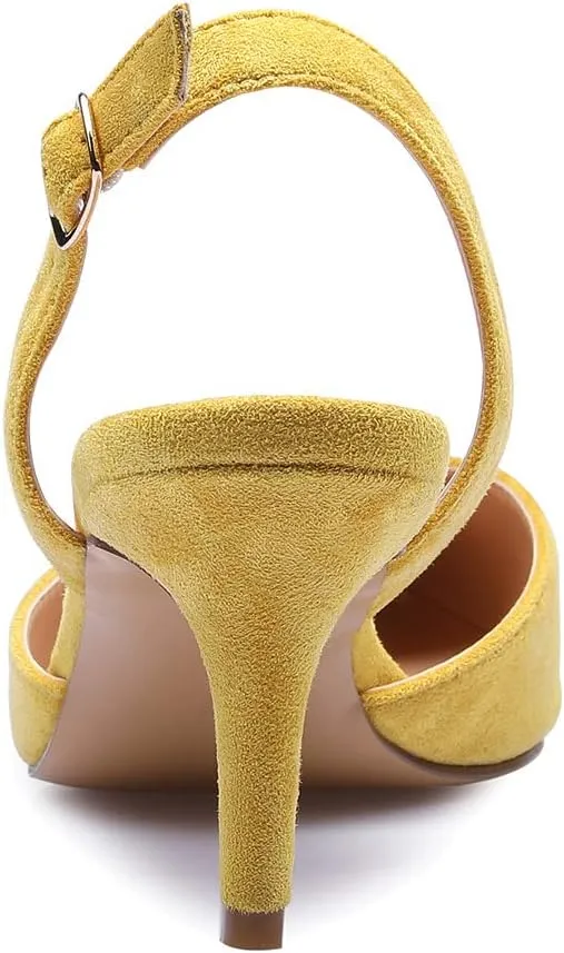 Castamere Pointed Toe Slingback Pumps Womens Mid Kitten Heel Closed Toe Low Heel Sandals 6 CM Heeled