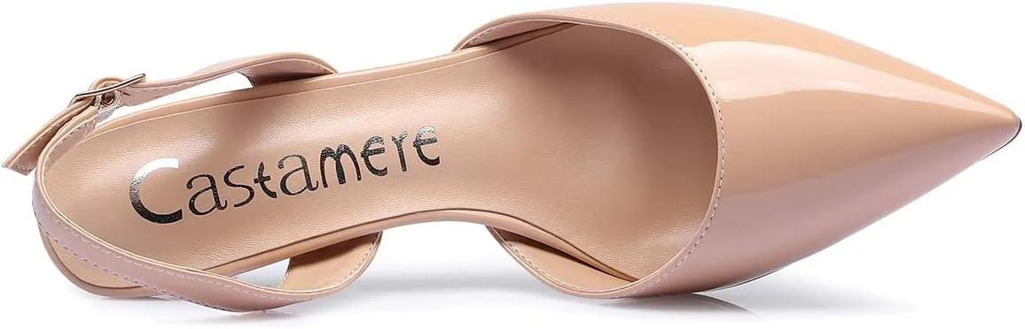 Castamere Pointed Toe Slingback Pumps Womens Mid Kitten Heel Closed Toe Low Heel Sandals 6 CM Heeled