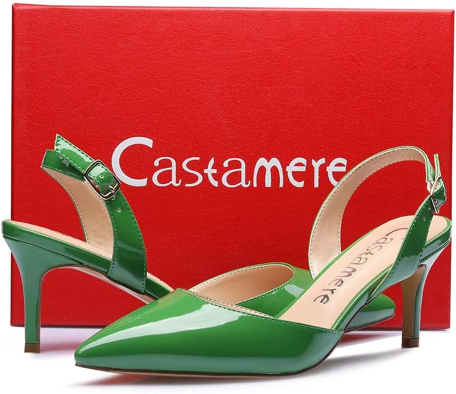 Castamere Pointed Toe Slingback Pumps Womens Mid Kitten Heel Closed Toe Low Heel Sandals 6 CM Heeled