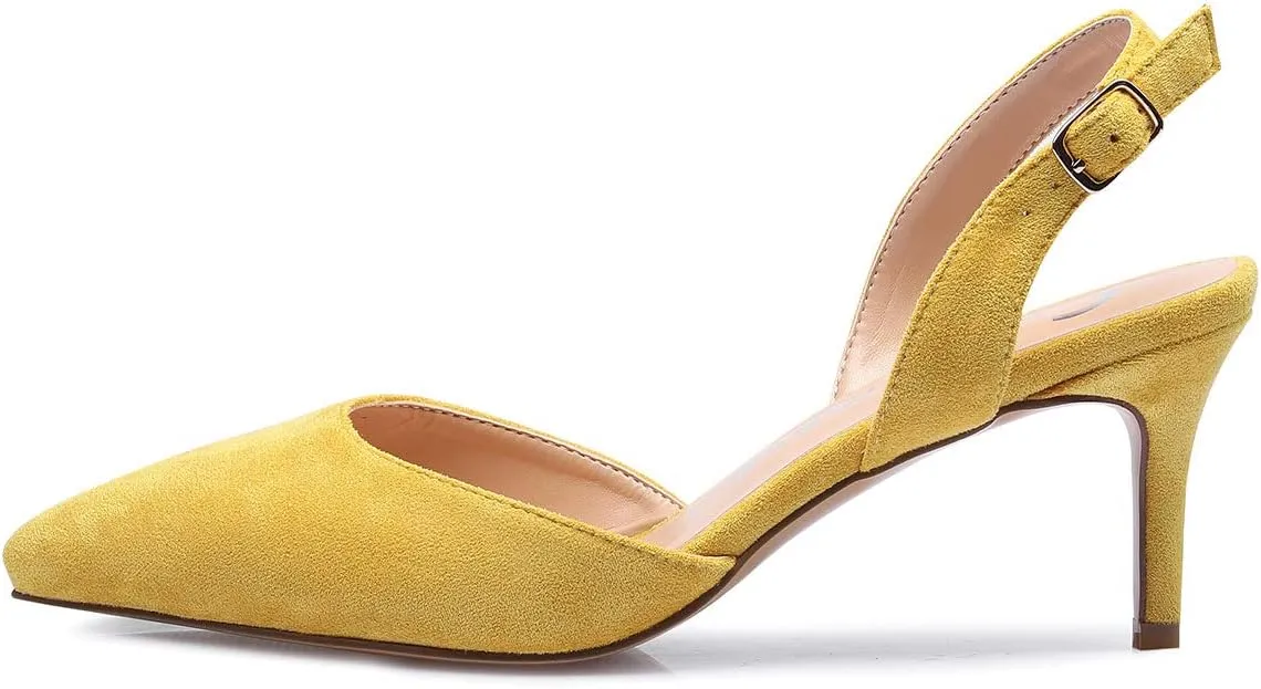 Castamere Pointed Toe Slingback Pumps Womens Mid Kitten Heel Closed Toe Low Heel Sandals 6 CM Heeled