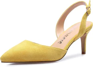 Castamere Pointed Toe Slingback Pumps Womens Mid Kitten Heel Closed Toe Low Heel Sandals 6 CM Heeled