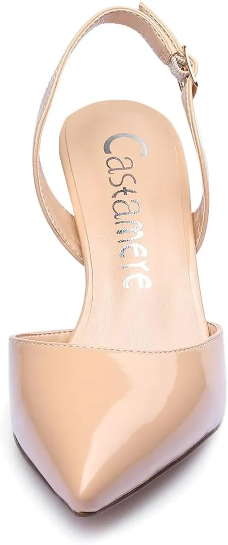 Castamere Pointed Toe Slingback Pumps Womens Mid Kitten Heel Closed Toe Low Heel Sandals 6 CM Heeled