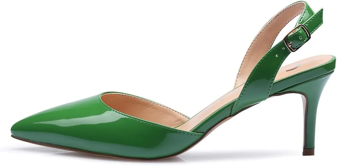 Castamere Pointed Toe Slingback Pumps Womens Mid Kitten Heel Closed Toe Low Heel Sandals 6 CM Heeled