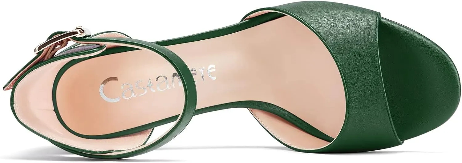 Castamere Women Chunky Block High Heel Peep Open Toe Sandals Ankle Strap Buckle Office Party Dress Shoes
