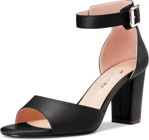 Castamere Women Chunky Block High Heel Peep Open Toe Sandals Ankle Strap Buckle Office Party Dress Shoes