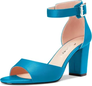 Castamere Women Chunky Block High Heel Peep Open Toe Sandals Ankle Strap Buckle Office Party Dress Shoes
