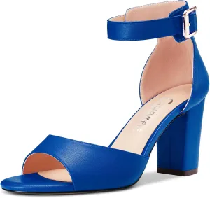 Castamere Women Chunky Block High Heel Peep Open Toe Sandals Ankle Strap Buckle Office Party Dress Shoes