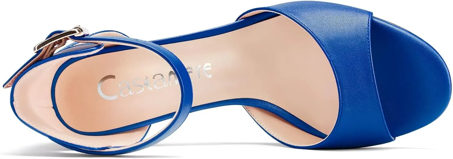 Castamere Women Chunky Block High Heel Peep Open Toe Sandals Ankle Strap Buckle Office Party Dress Shoes
