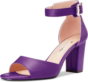 Castamere Women Chunky Block High Heel Peep Open Toe Sandals Ankle Strap Buckle Office Party Dress Shoes