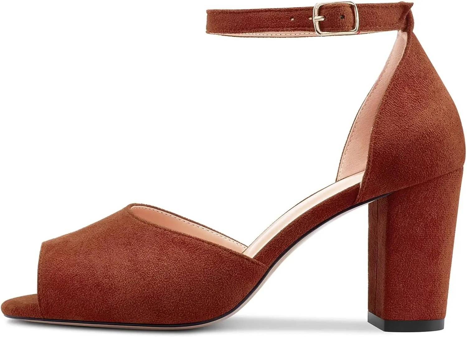 Castamere Women Chunky Block High Heel Peep Open Toe Sandals Ankle Strap Wedding Cute 3.2 Inches Heels