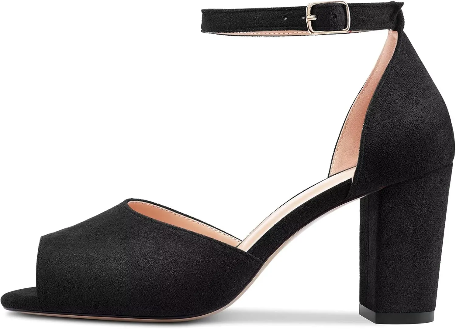 Castamere Women Chunky Block High Heel Peep Open Toe Sandals Ankle Strap Wedding Cute 3.2 Inches Heels