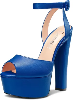 Castamere Women Chunky Block High Platform Heel Peep Open Toe Sandals Ankle Strap Slingback Buckle Party Shoes