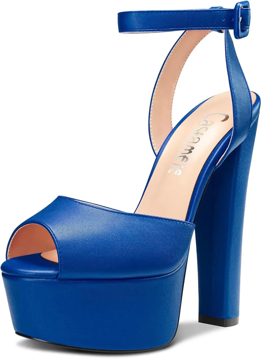 Castamere Women Chunky Block High Platform Heel Peep Open Toe Sandals Ankle Strap Slingback Buckle Party Shoes