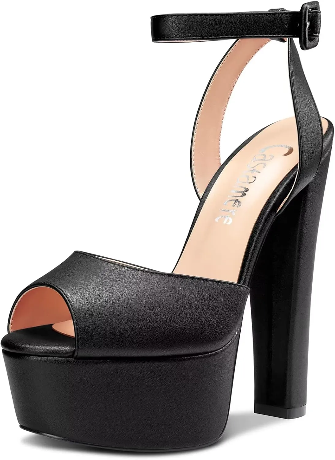 Castamere Women Chunky Block High Platform Heel Peep Open Toe Sandals Ankle Strap Slingback Buckle Party Shoes
