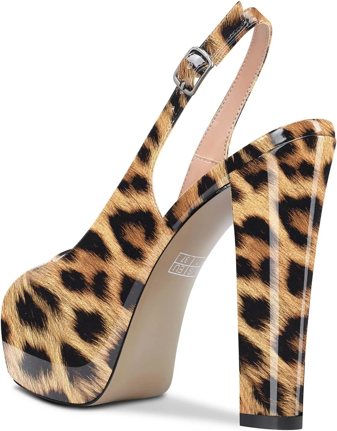Castamere Women Chunky Block High Platform Heels Peep Open Toe Sandals Slingback Wedding Slip-on Pumps Clear Cute Dress Shoes