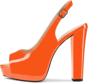 Castamere Women Chunky Block High Platform Heels Peep Open Toe Sandals Slingback Wedding Slip-on Pumps Clear Cute Dress Shoes