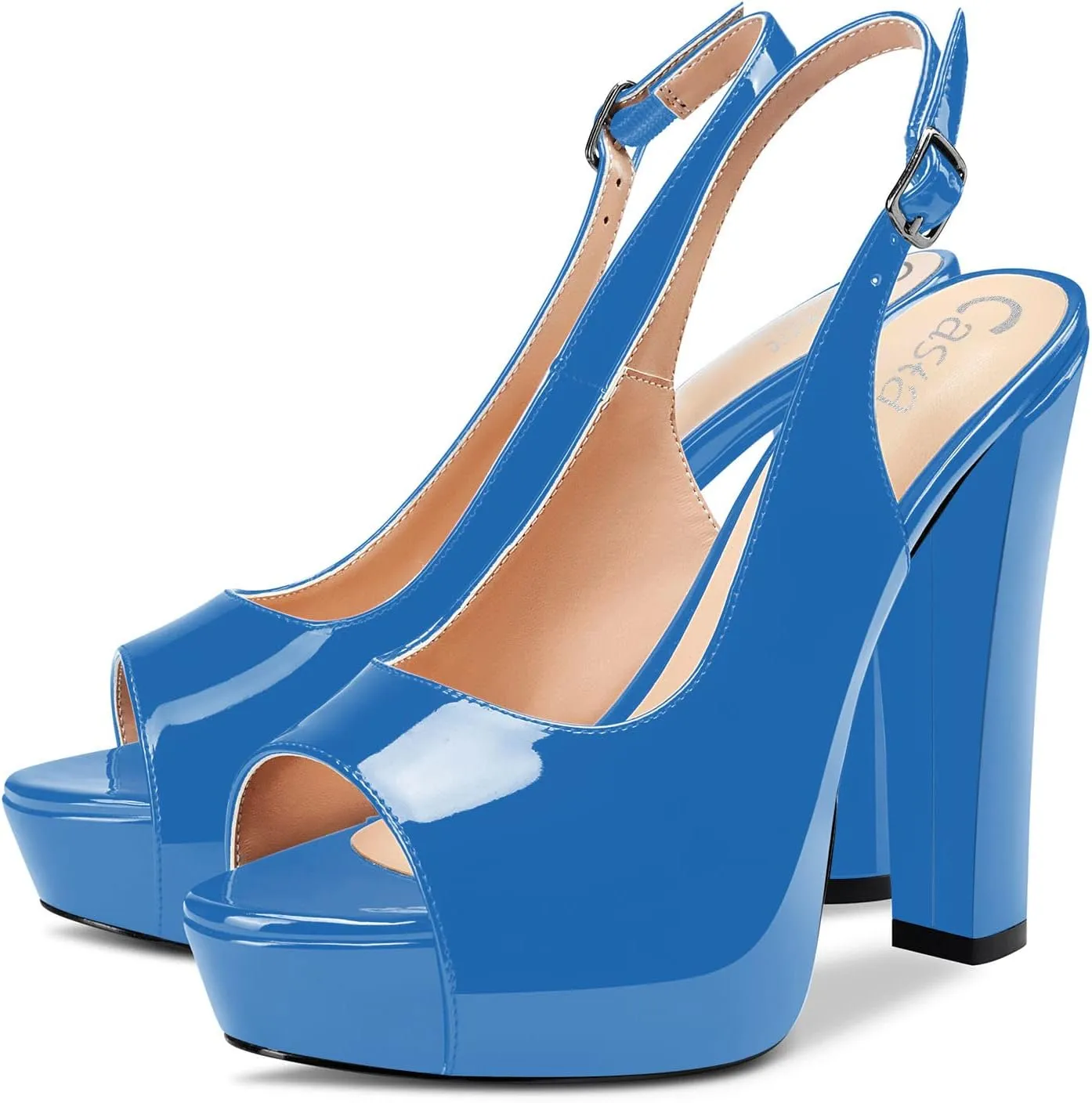Castamere Women Chunky Block High Platform Heels Peep Open Toe Sandals Slingback Wedding Slip-on Pumps Clear Cute Dress Shoes