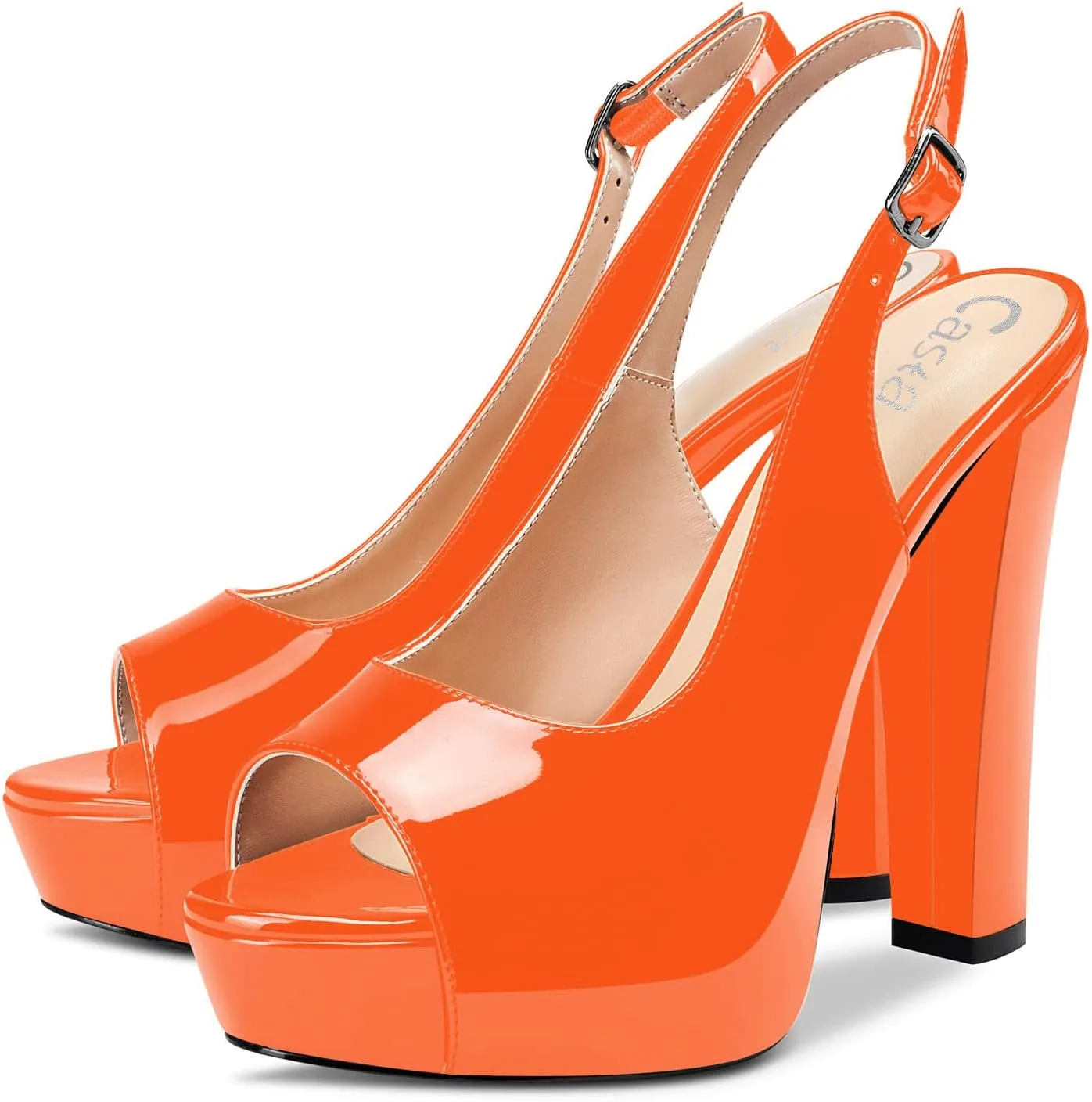 Castamere Women Chunky Block High Platform Heels Peep Open Toe Sandals Slingback Wedding Slip-on Pumps Clear Cute Dress Shoes