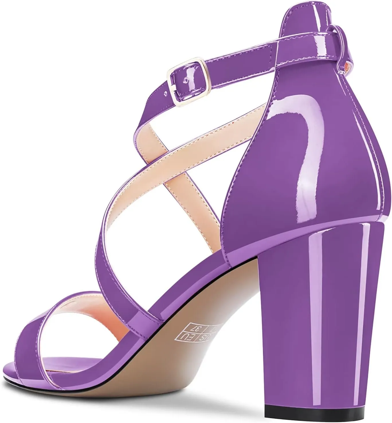 Castamere Women High Chunky Block Heel Peep Open Toe Cross-Strap Sandals Wedding Party 3.3 Inches Heels