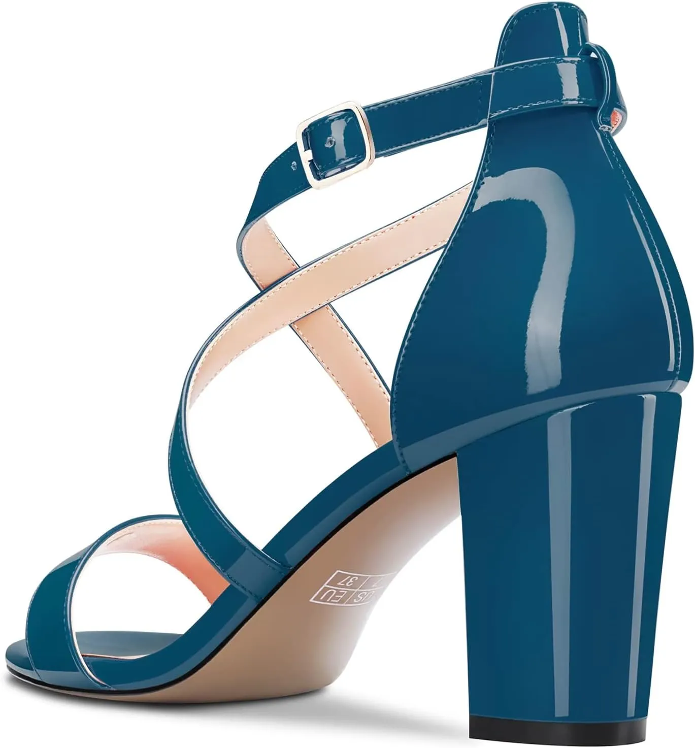 Castamere Women High Chunky Block Heel Peep Open Toe Cross-Strap Sandals Wedding Party 3.3 Inches Heels