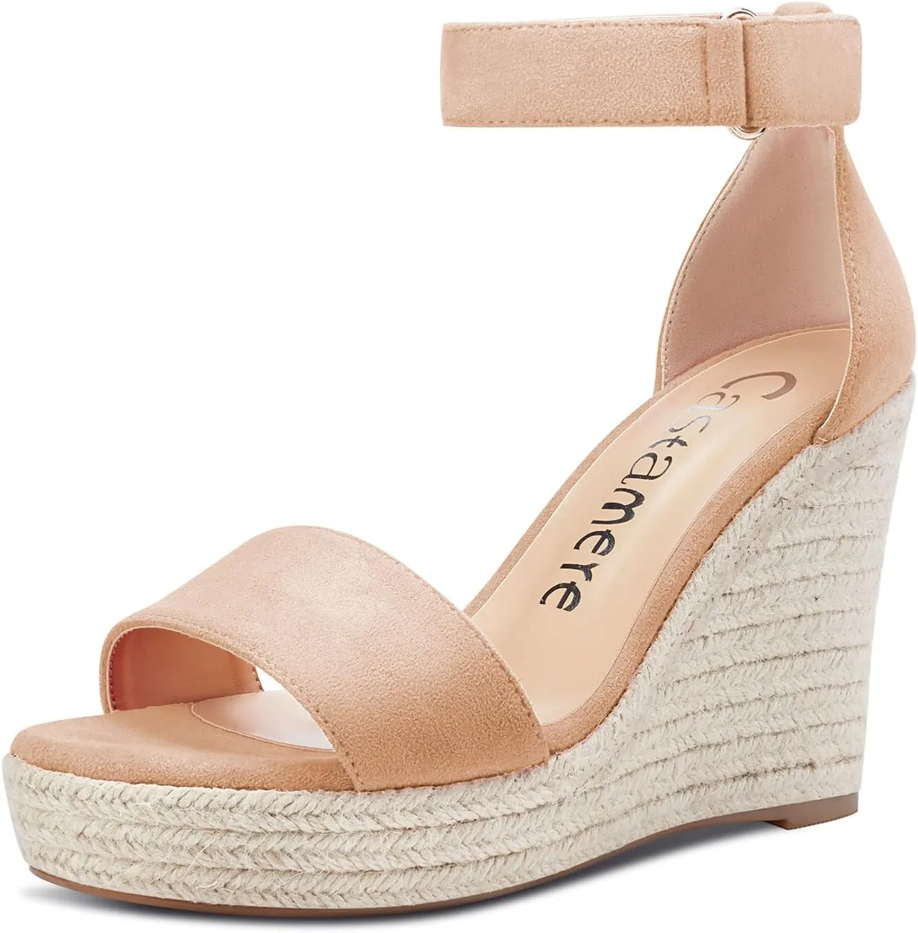 Castamere Women High Heel Wedge Platform Peep Open Toe Ankle Strap Sandals Wedding Party Dress 3.9 Inches Heels