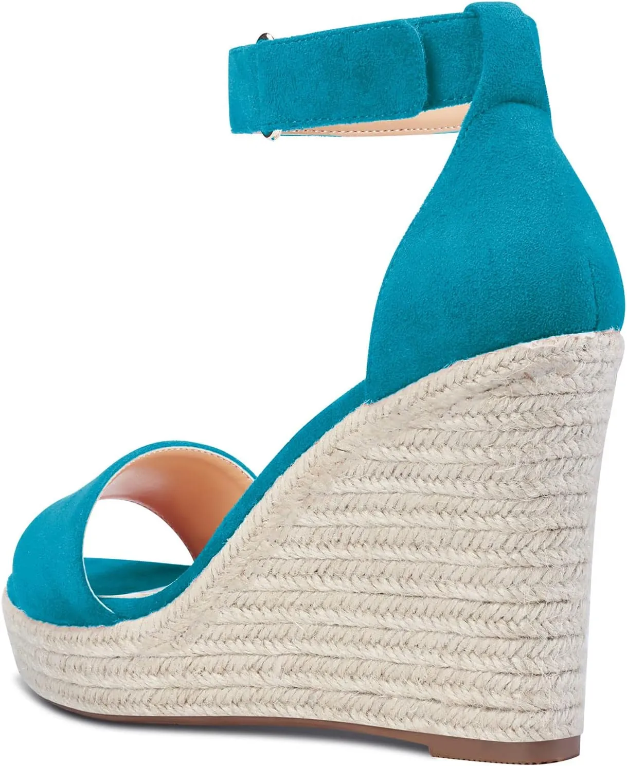 Castamere Women High Heel Wedge Platform Peep Open Toe Ankle Strap Sandals Wedding Party Dress 3.9 Inches Heels
