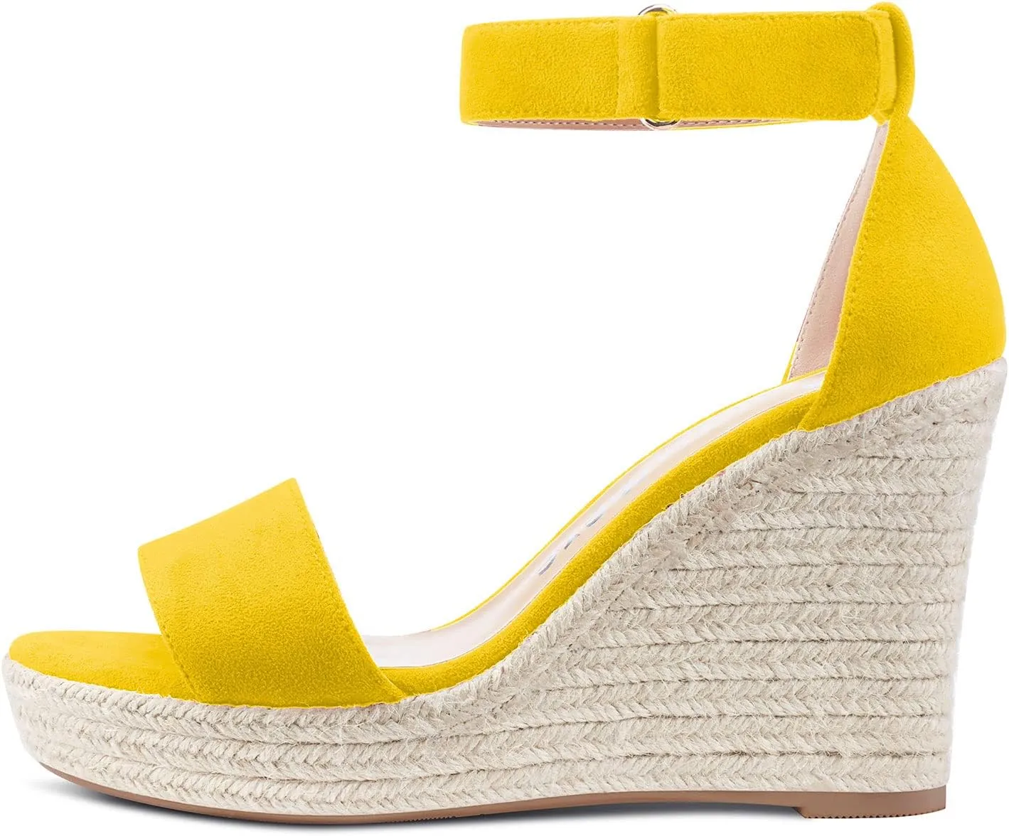 Castamere Women High Heel Wedge Platform Peep Open Toe Ankle Strap Sandals Wedding Party Dress 3.9 Inches Heels