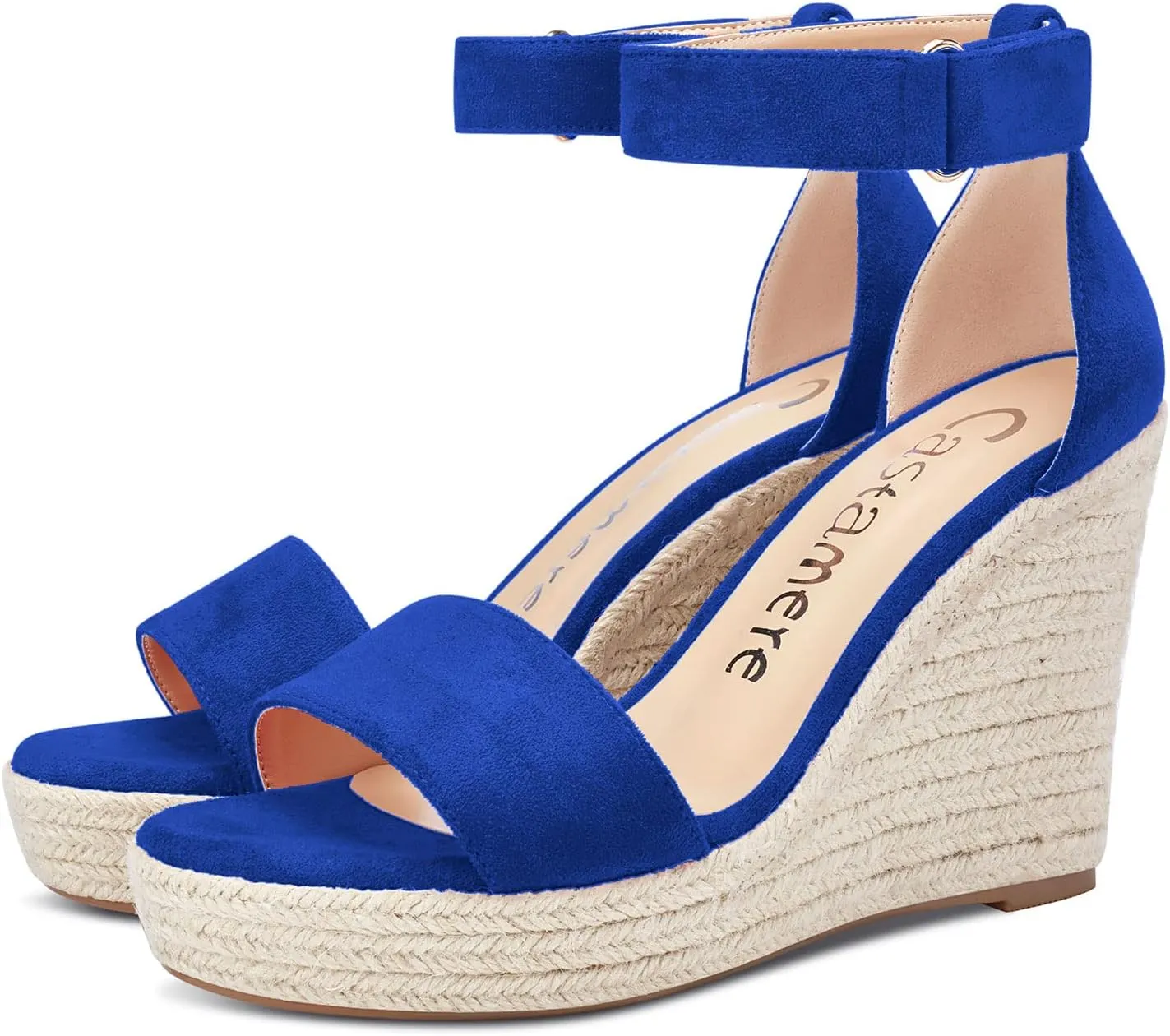 Castamere Women High Heel Wedge Platform Peep Open Toe Ankle Strap Sandals Wedding Party Dress 3.9 Inches Heels