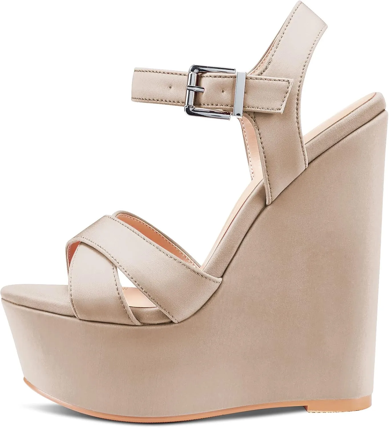 Castamere Women High Wedge Platform Heel 5.9 Inches Heels Peep Open Toe Sandals Ankle Strap Buckle Sexy Dress Wedding