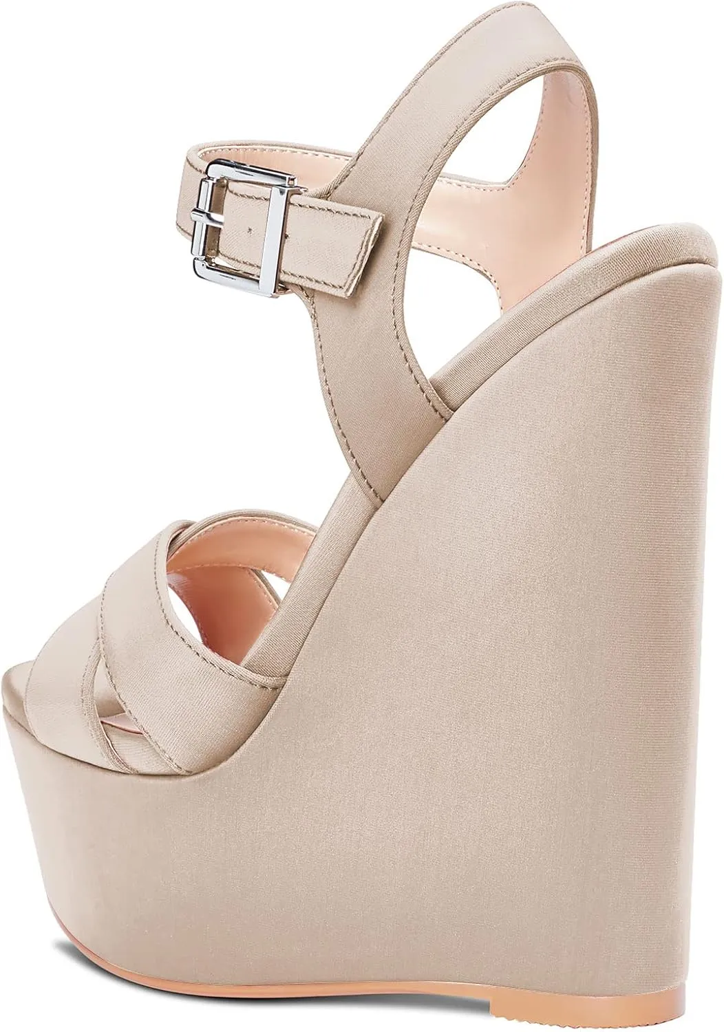 Castamere Women High Wedge Platform Heel 5.9 Inches Heels Peep Open Toe Sandals Ankle Strap Buckle Sexy Dress Wedding