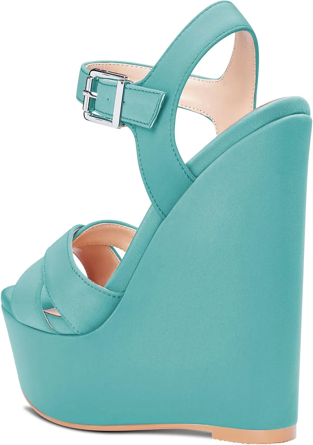 Castamere Women High Wedge Platform Heel 5.9 Inches Heels Peep Open Toe Sandals Ankle Strap Buckle Sexy Dress Wedding