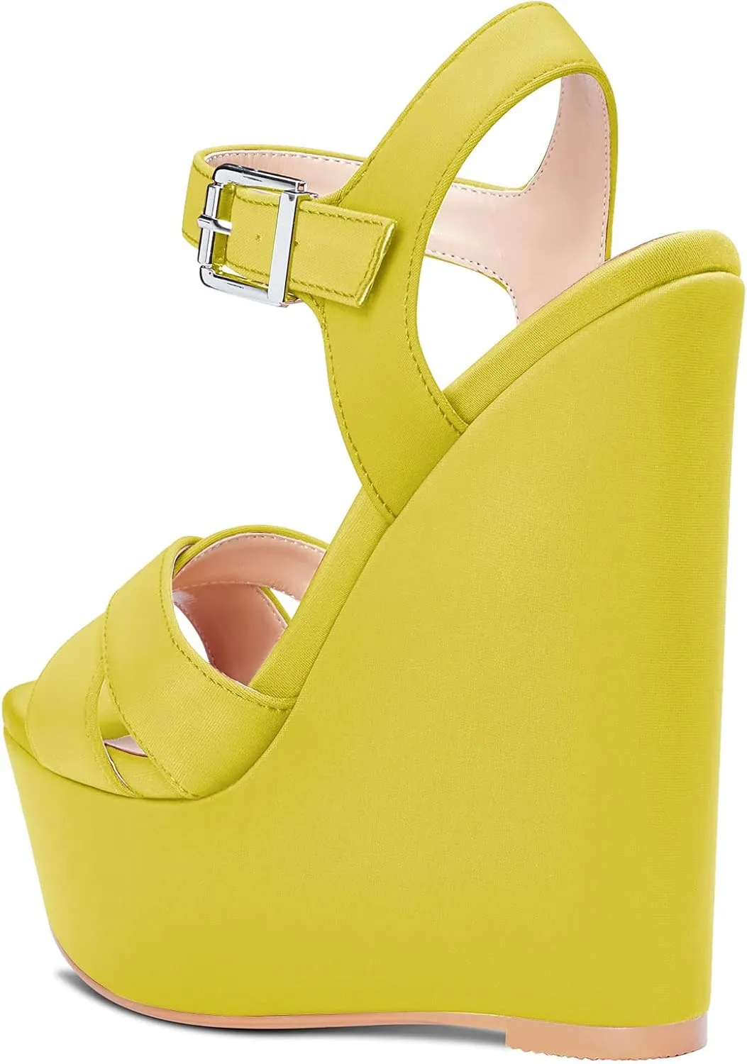 Castamere Women High Wedge Platform Heel 5.9 Inches Heels Peep Open Toe Sandals Ankle Strap Buckle Sexy Dress Wedding