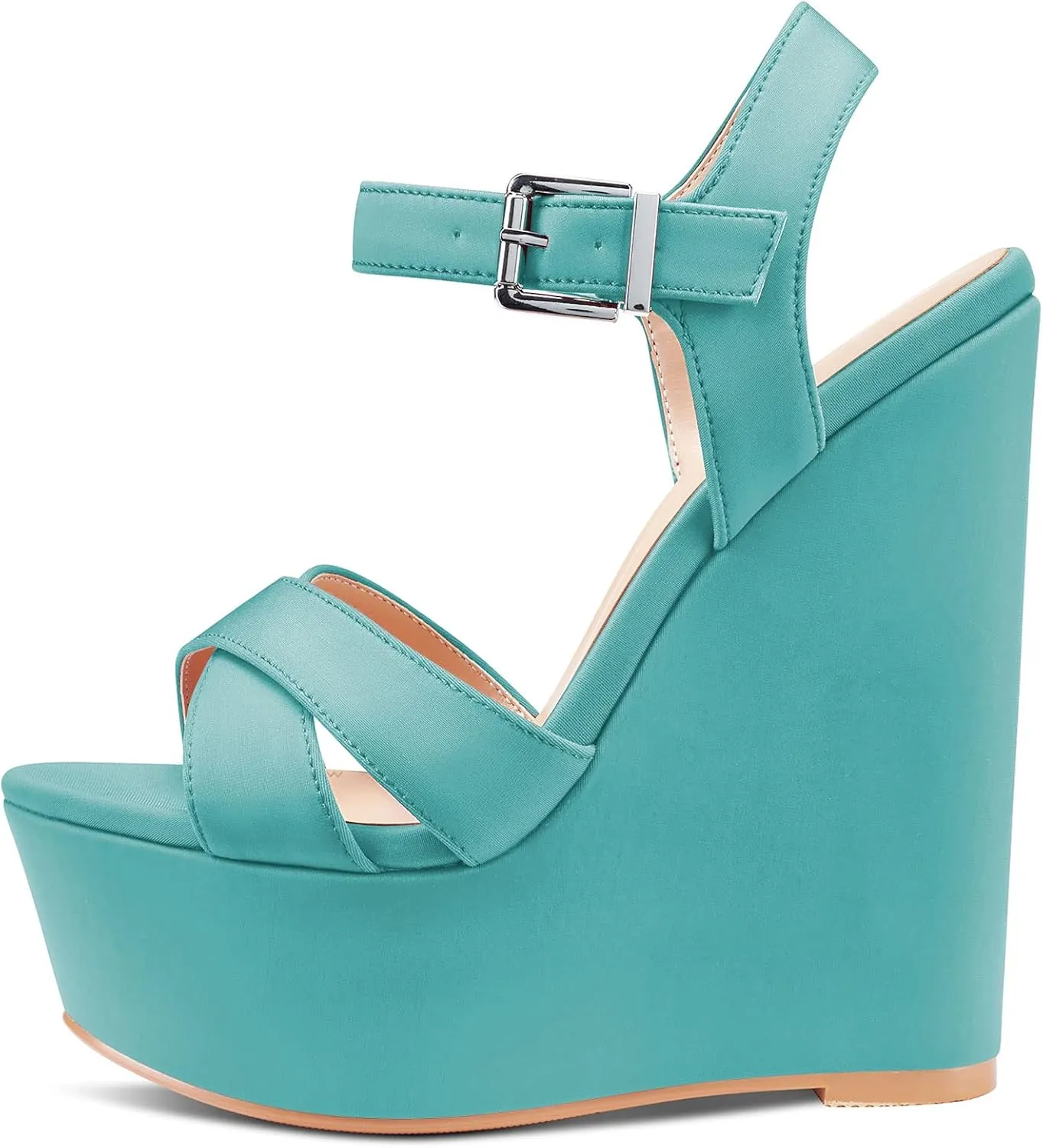 Castamere Women High Wedge Platform Heel 5.9 Inches Heels Peep Open Toe Sandals Ankle Strap Buckle Sexy Dress Wedding