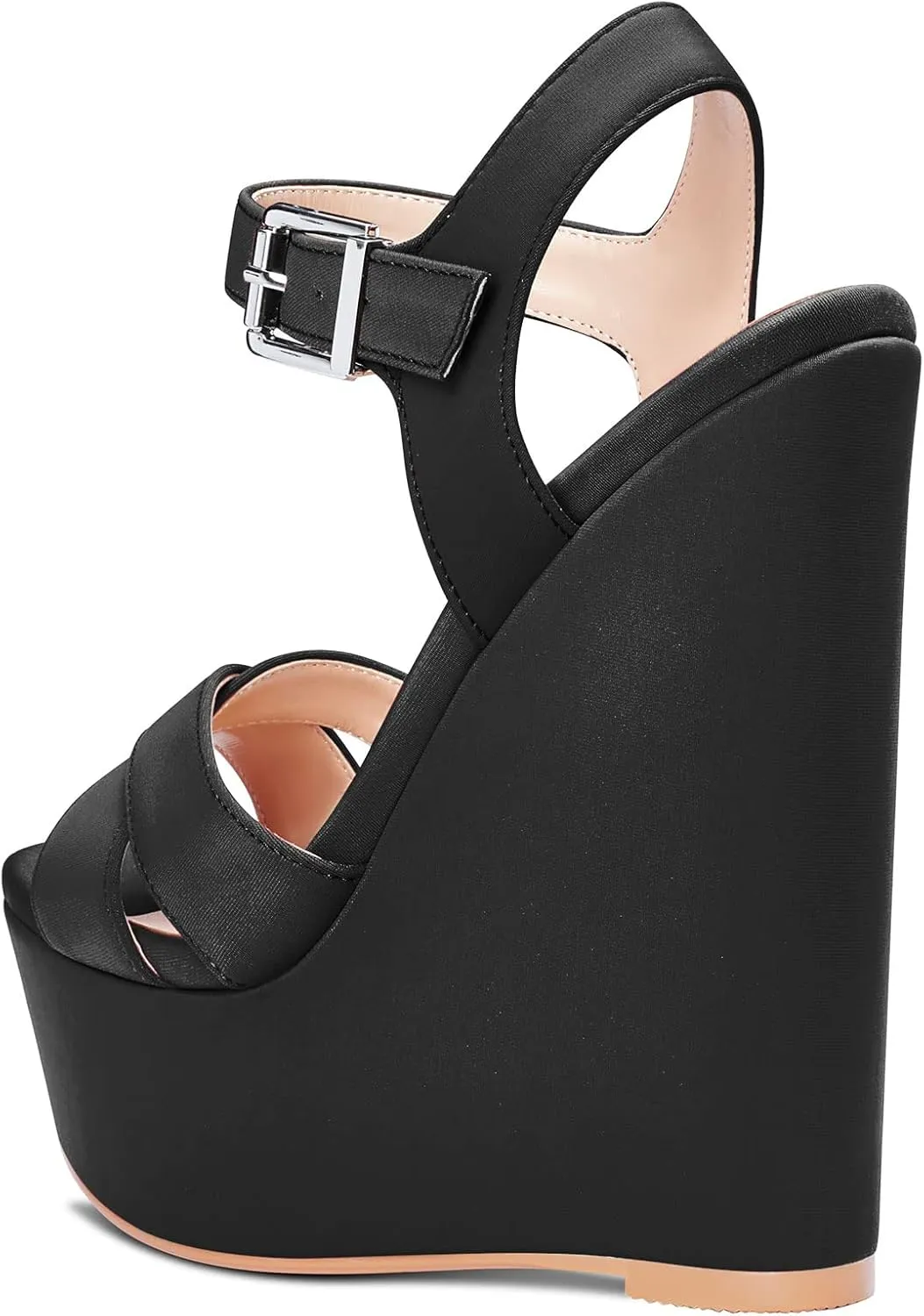 Castamere Women High Wedge Platform Heel 5.9 Inches Heels Peep Open Toe Sandals Ankle Strap Buckle Sexy Dress Wedding