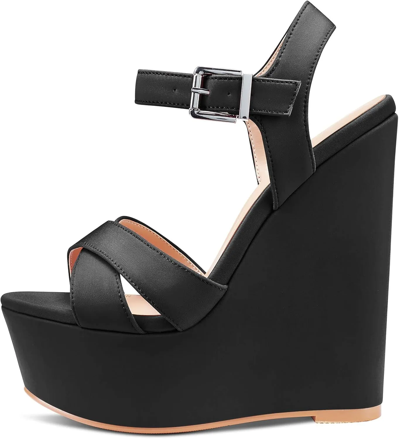 Castamere Women High Wedge Platform Heel 5.9 Inches Heels Peep Open Toe Sandals Ankle Strap Buckle Sexy Dress Wedding