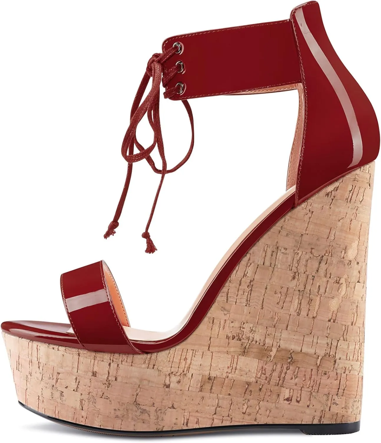 Castamere Women High Wedge Platform Heel Peep Open Toe Ankle Strap Lace Sandals Clear Dress 5.9 Inches Heels