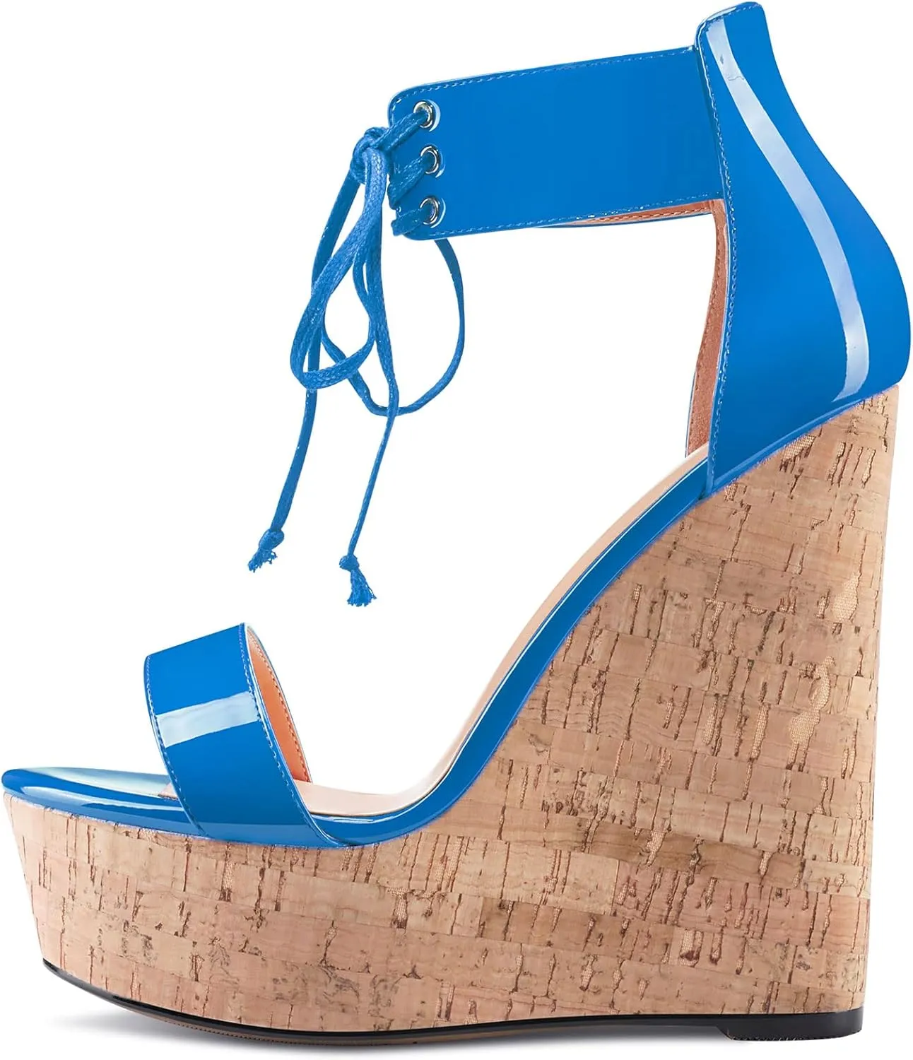Castamere Women High Wedge Platform Heel Peep Open Toe Ankle Strap Lace Sandals Clear Dress 5.9 Inches Heels