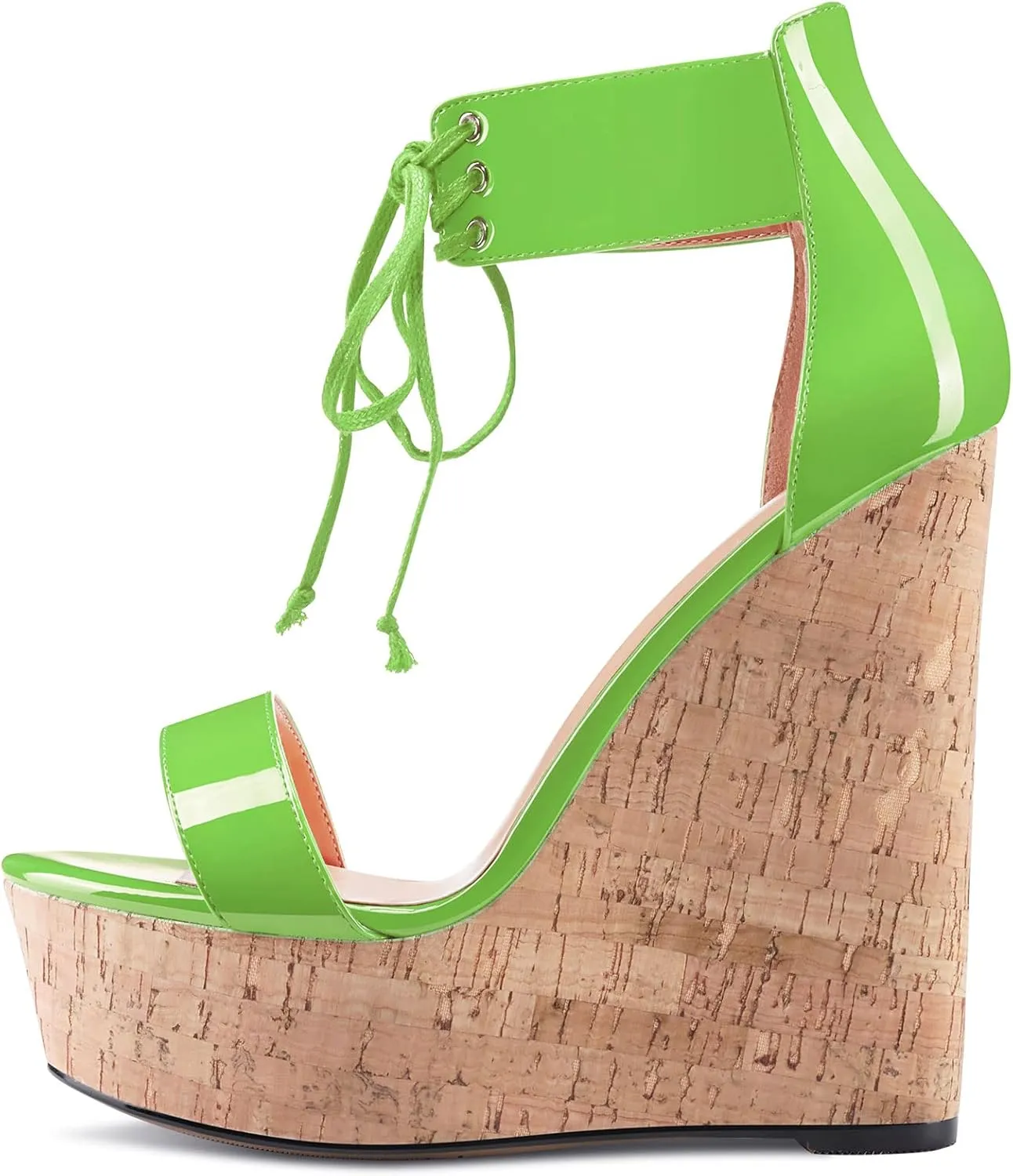 Castamere Women High Wedge Platform Heel Peep Open Toe Ankle Strap Lace Sandals Clear Dress 5.9 Inches Heels