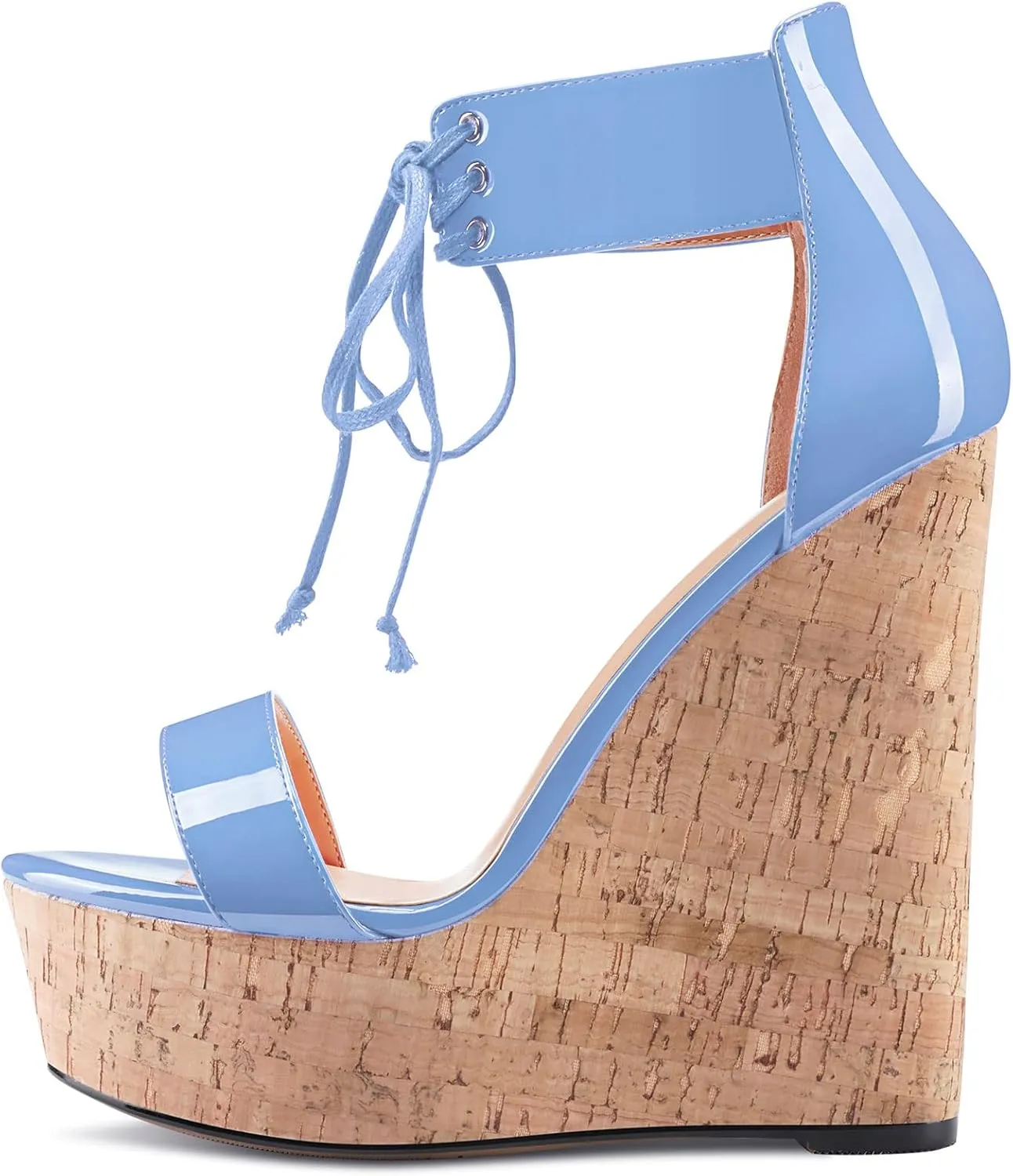 Castamere Women High Wedge Platform Heel Peep Open Toe Ankle Strap Lace Sandals Clear Dress 5.9 Inches Heels