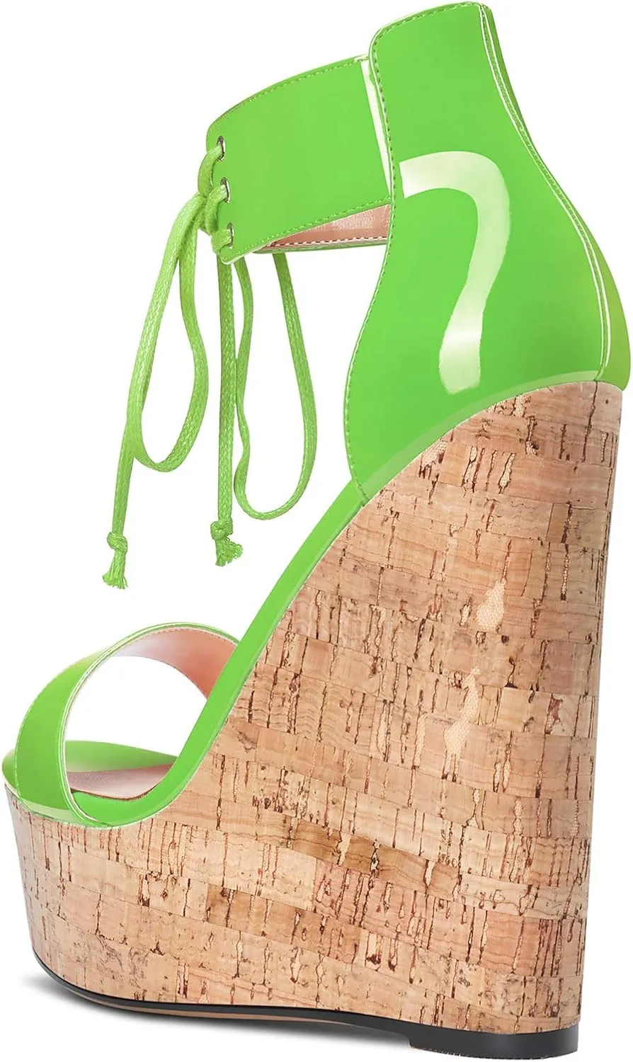 Castamere Women High Wedge Platform Heel Peep Open Toe Ankle Strap Lace Sandals Clear Dress 5.9 Inches Heels