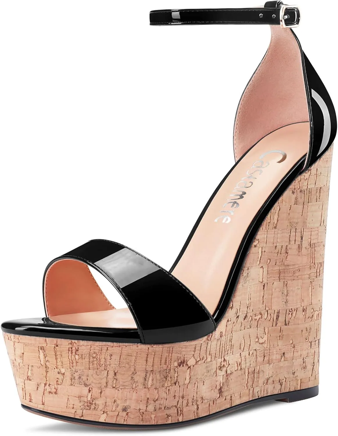 Castamere Women High Wedge Platform Heel Peep Open Toe Ankle Strap Sandals Wedding Party Dress 5.9 Inches Heels
