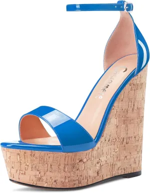 Castamere Women High Wedge Platform Heel Peep Open Toe Ankle Strap Sandals Wedding Party Dress 5.9 Inches Heels