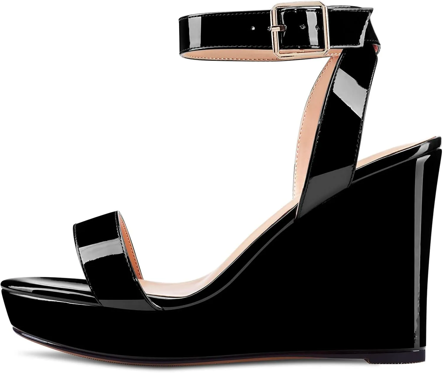 Castamere Women High Wedge Platform Heel Peep Open Toe Sandals Ankle Strap Clear Wedding Classic 3.9 Inches Heels